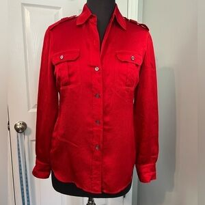 Talbots Red Button-Up Blouse